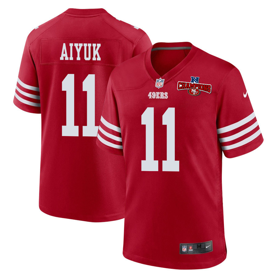 Brandon Aiyuk 11 San Francisco 49ers NFC Champions Patch Game Scarlet NFL Jersey Men's