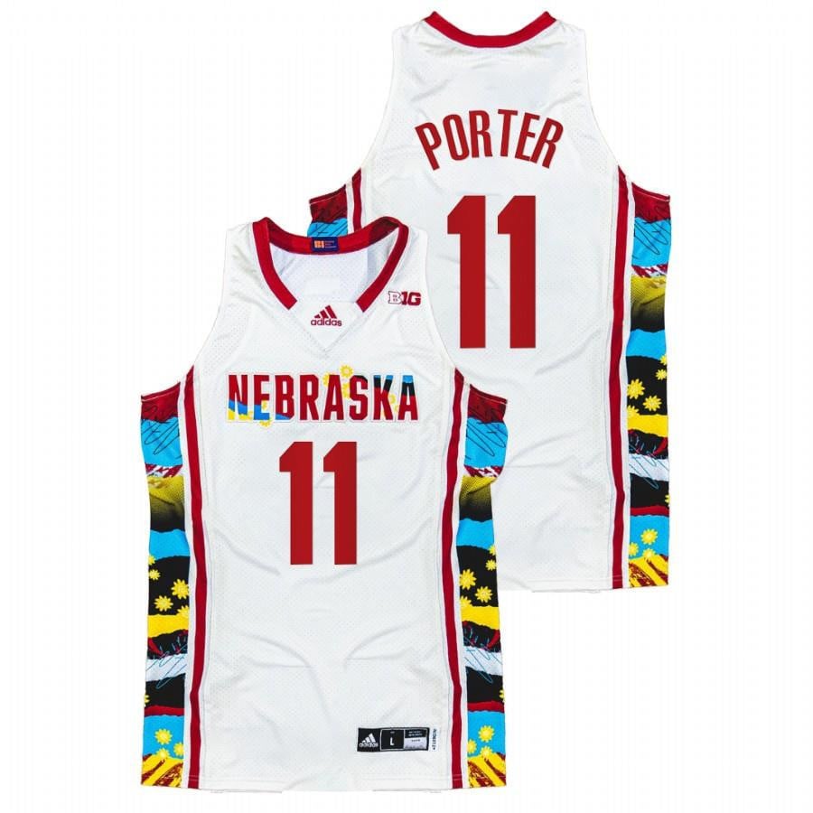 Ruby Porter 1 White Nebraska Cornhuskers 2022 Sunflower BHM Honoring Black Excellence NCAA Jersey Men's