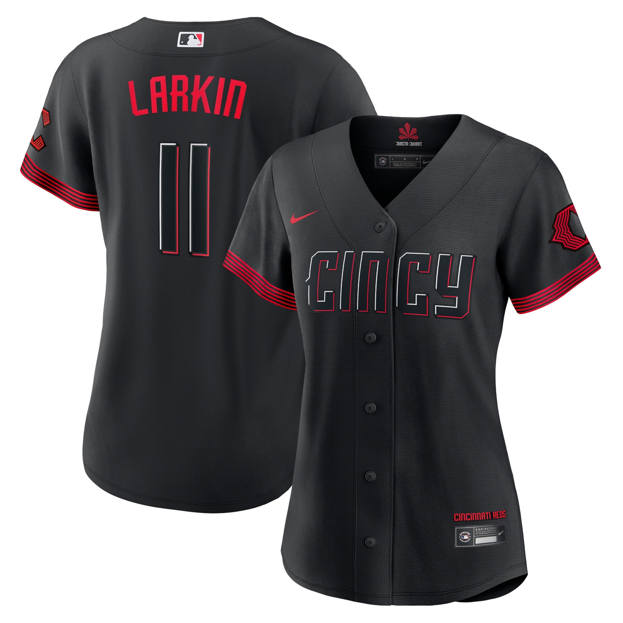 Cincinnati Reds Barry Larkin Black City Connect Player MLB Jersey Women's