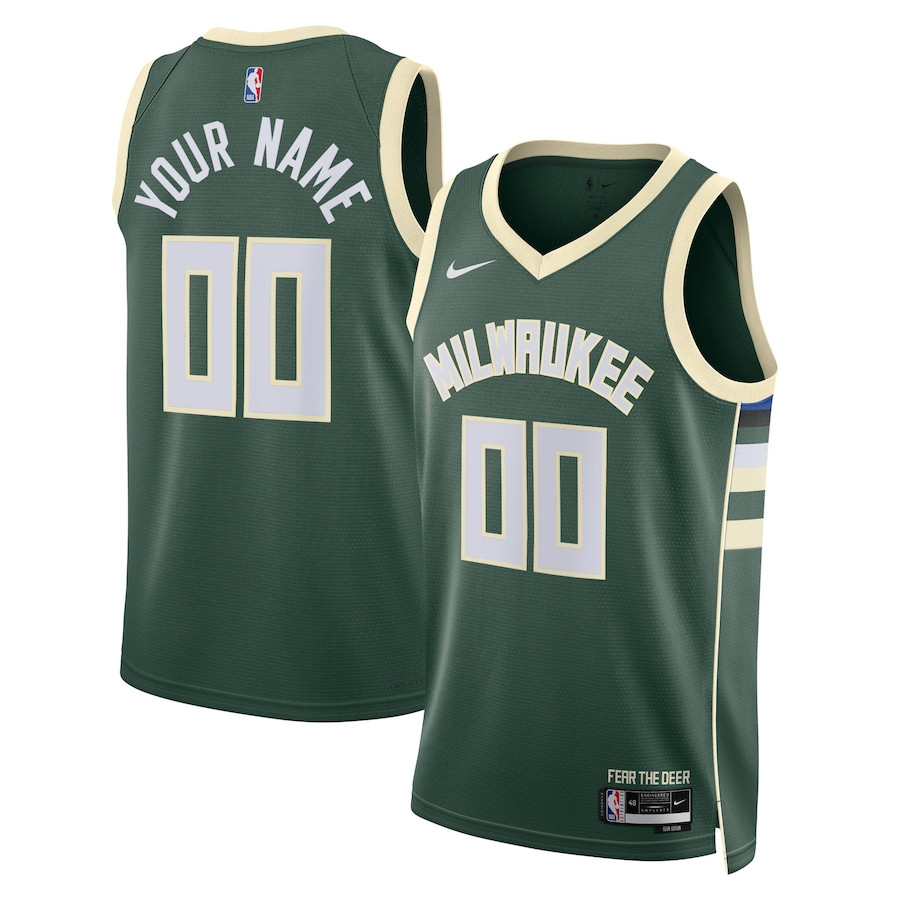 Milwaukee Bucks 2023/24 Icon Swingman Custom Hunter Green NBA Jersey Men's