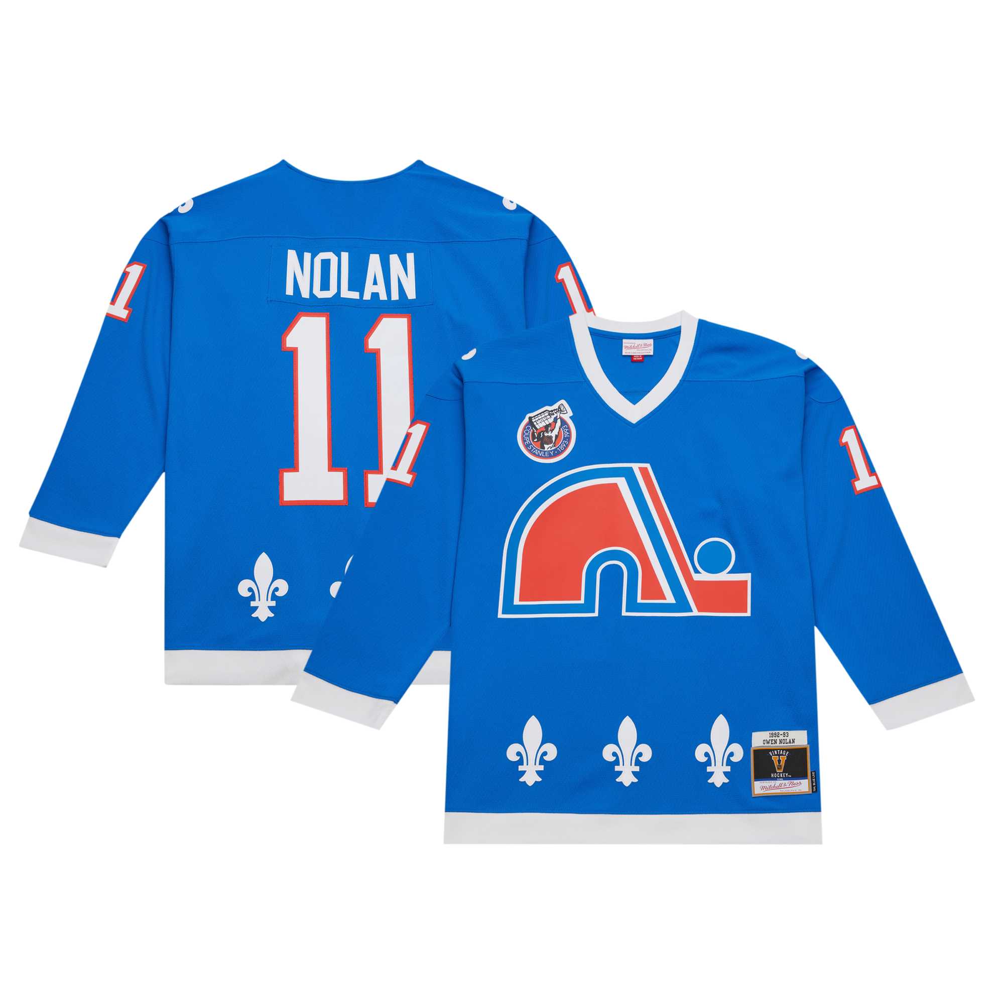 Quebec Nordiques Owen Nolan Mitchell Ness Blue 1992/93 Blue Line Player NHL Jersey Men's