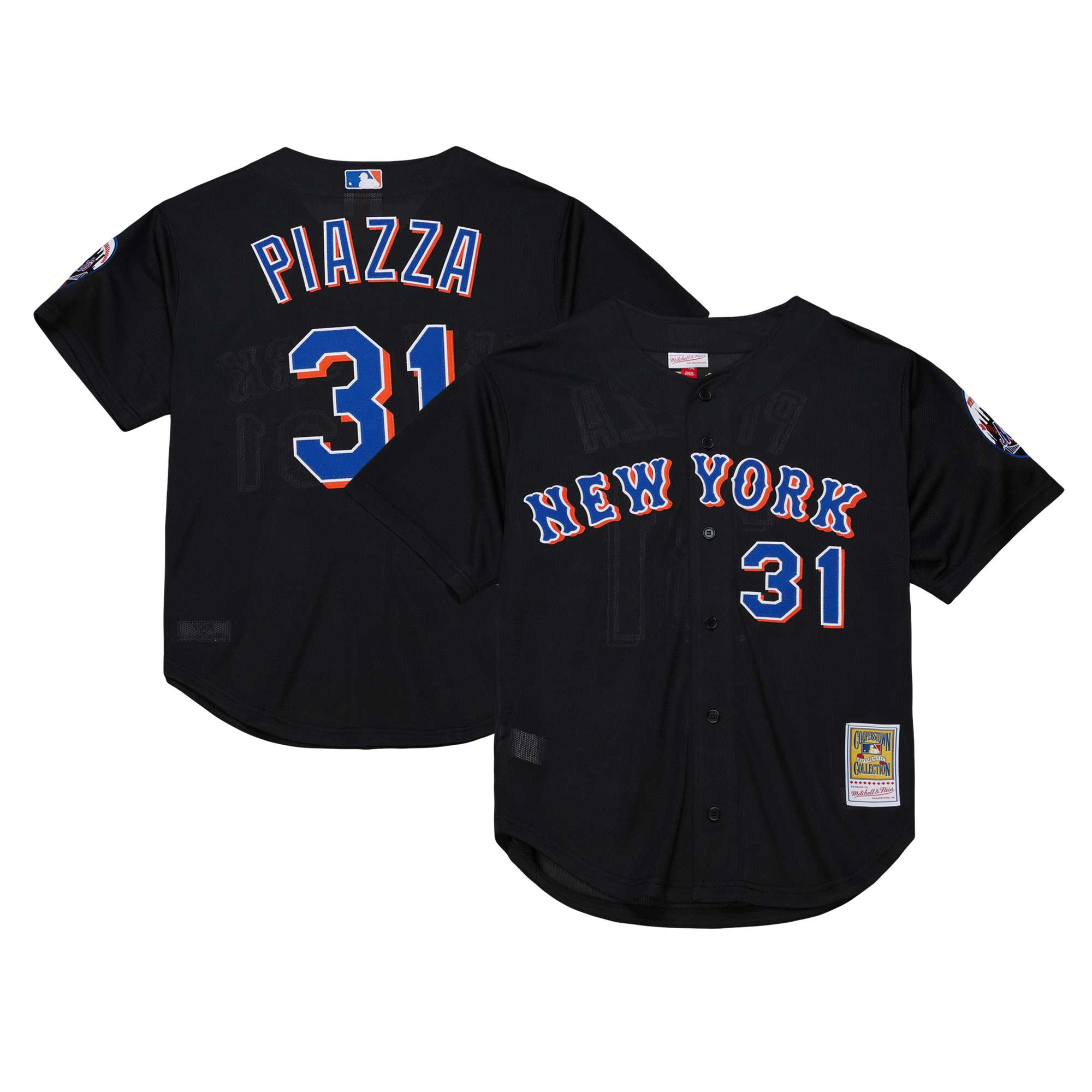 New York Mets Mike Piazza Mitchell Ness Black Cooperstown Collection 2000 Batting Practice MLB Jersey Men's