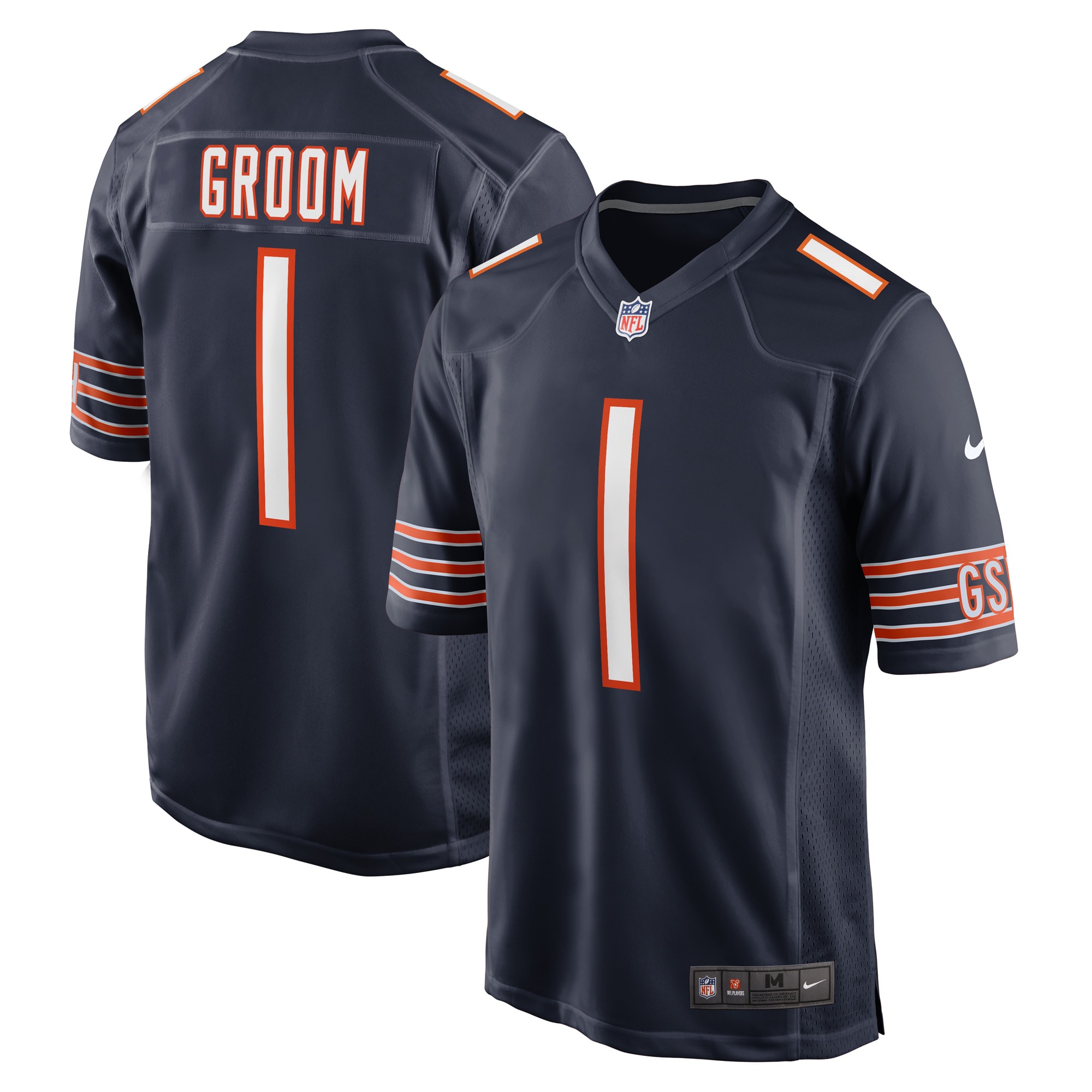 Chicago Bears Number 1 Groom Navy Game NFL Jersey Men's