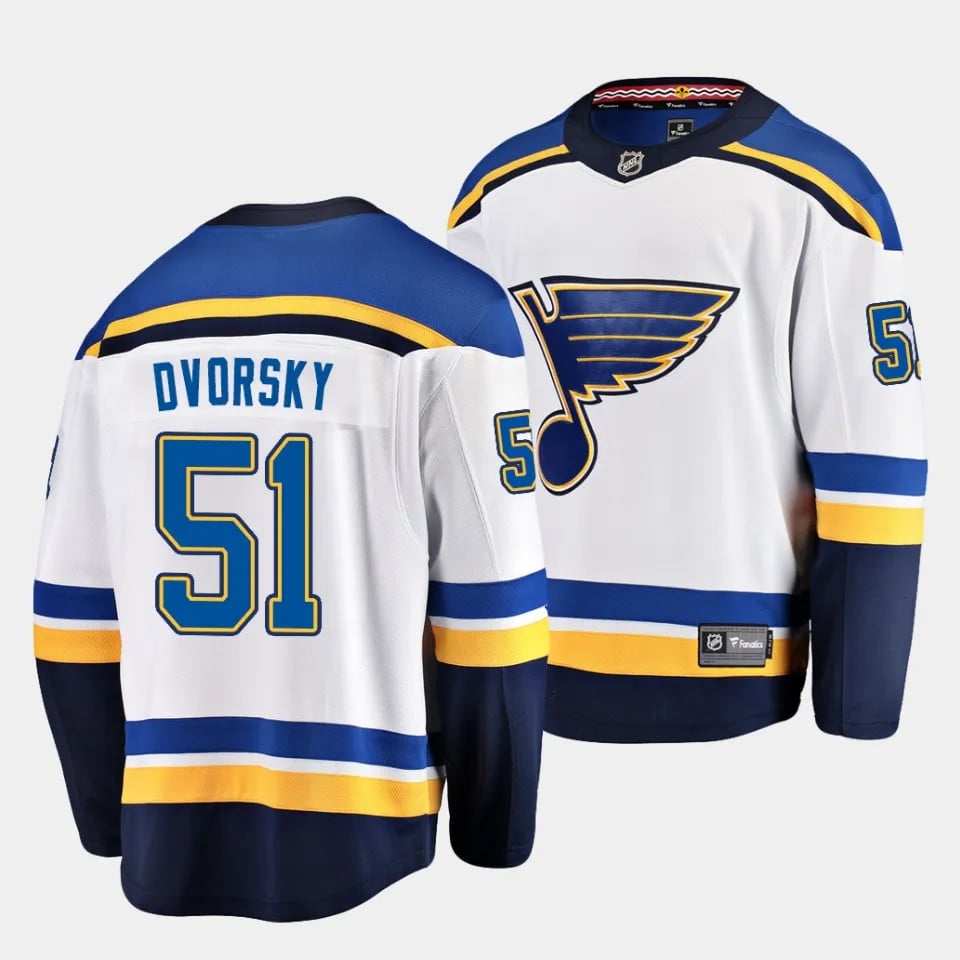 Dalibor Dvorsky #51 St. Louis Blues 2023 Draft Away White NHL Jersey Men's