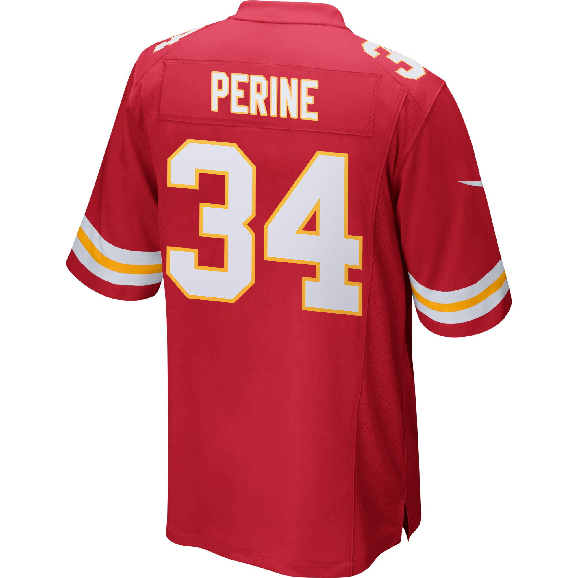 Samaje Perine 34 Kansas City Chiefs Super Bowl LIX New Orleans Patch Game Red NFL Jersey Men's
