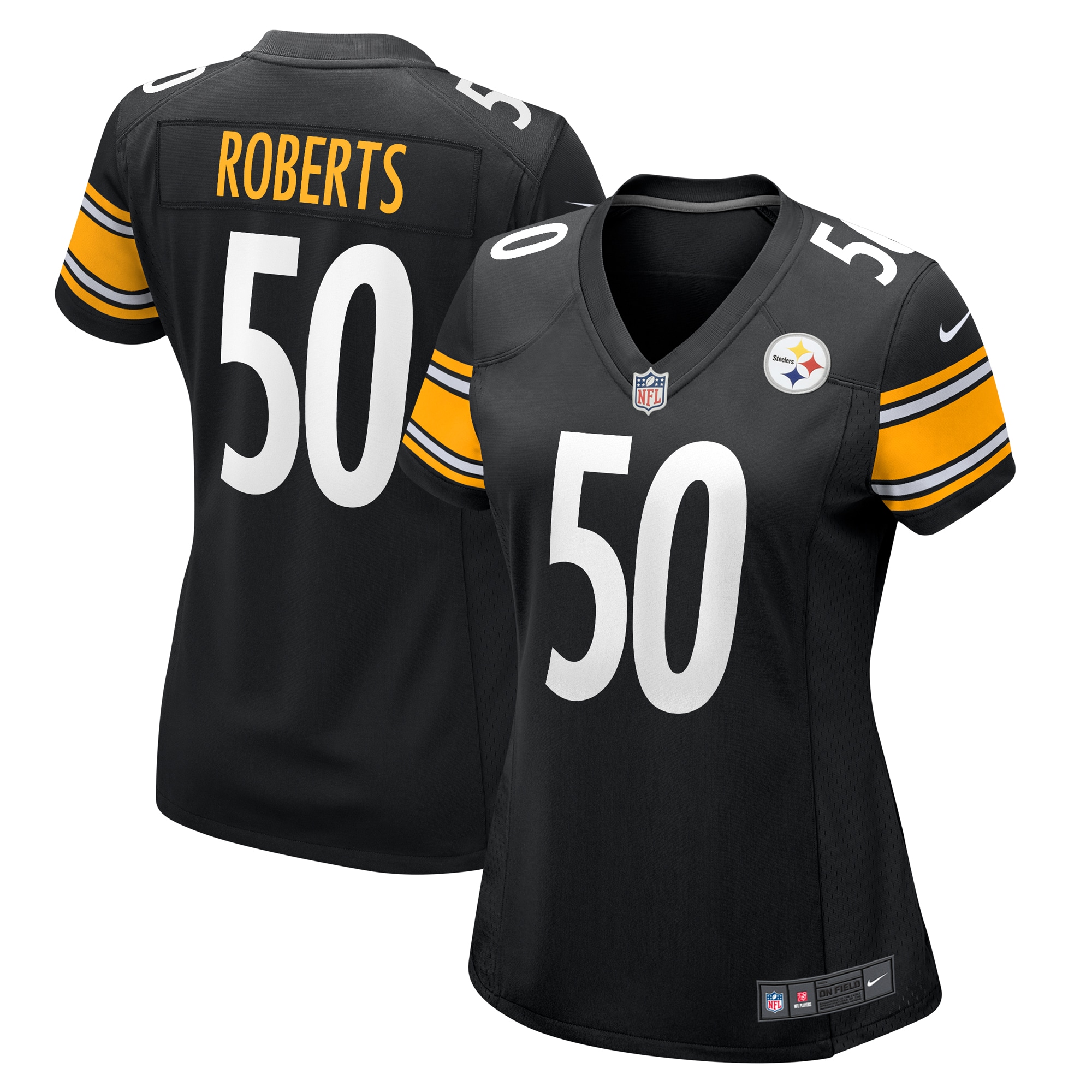 Pittsburgh Steelers Elandon Roberts Black Game NFL Jersey Women's