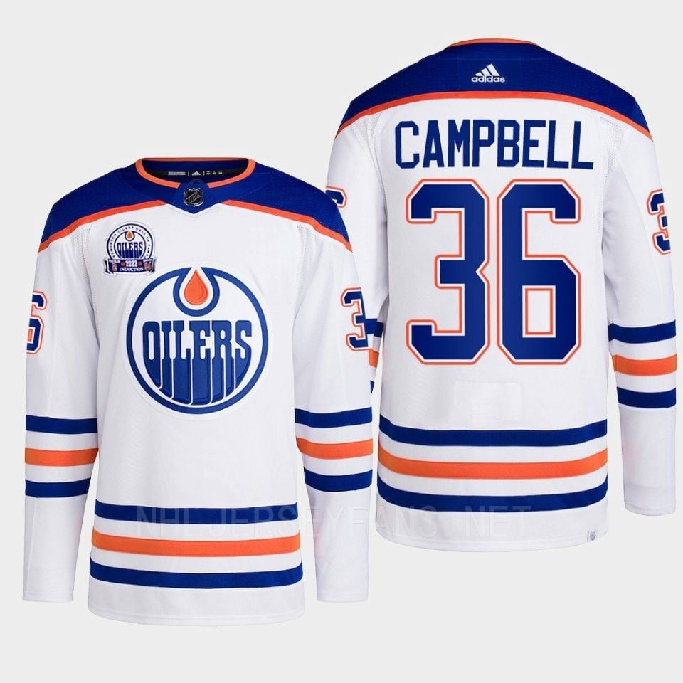 Jack Campbell 36 Edmonton Oilers White 2022 Lee Ryan Hall Of Fame Patch Away NHL Jersey Men's