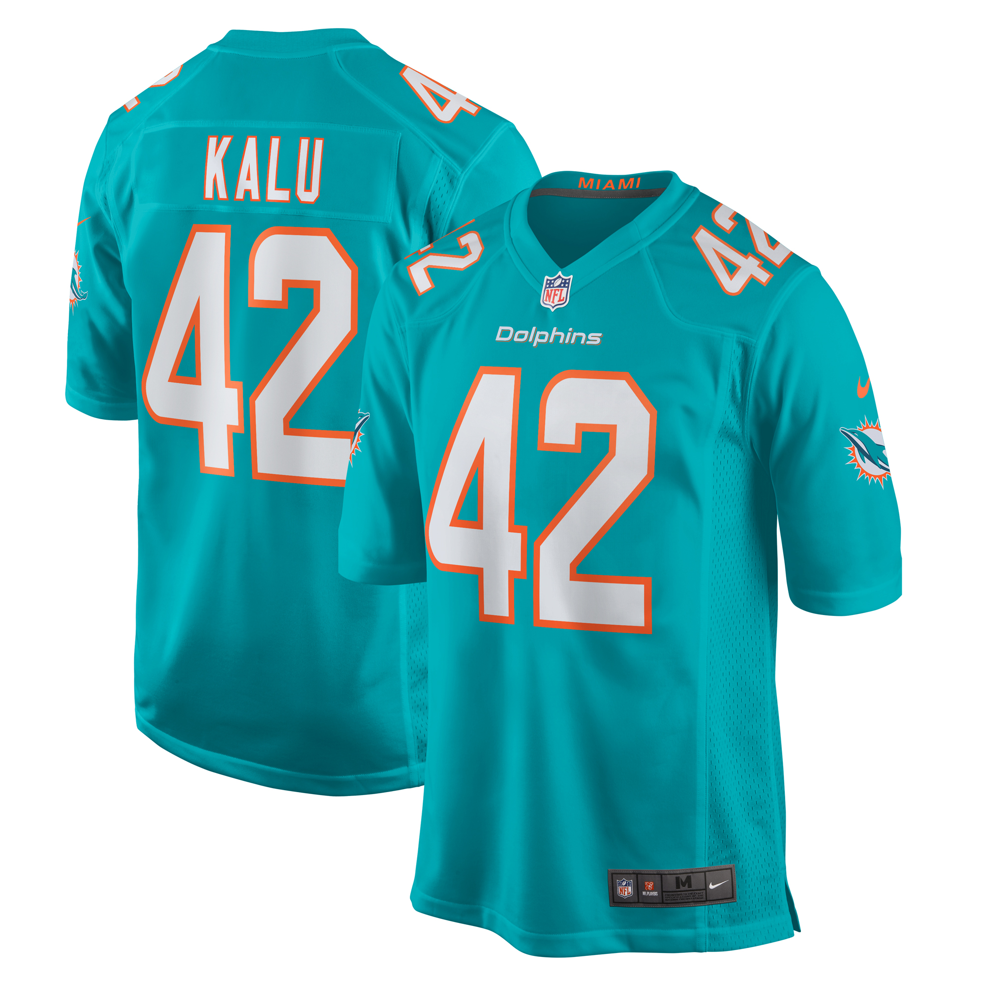 Miami Dolphins Joshua Kalu Aqua Team Game NFL Jersey Men's