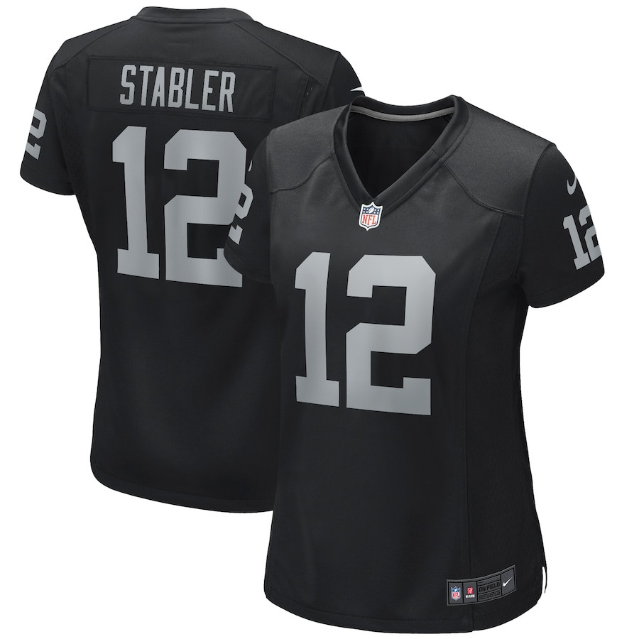 Ken Stabler 12 Las Vegas Raiders Game Player Black NFL Jersey Women's