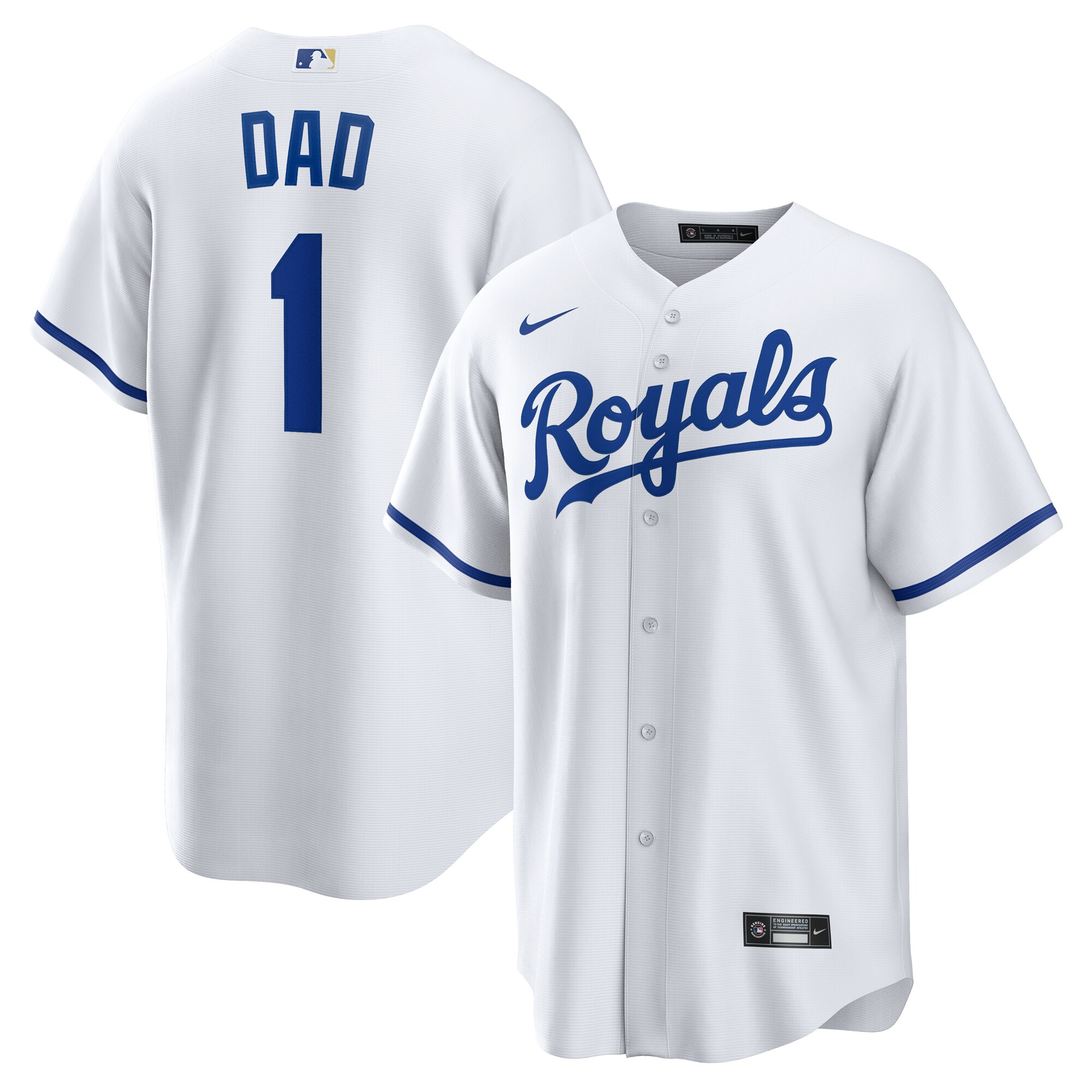 Kansas City Royals White #1 Dad Home MLB Jersey Men's