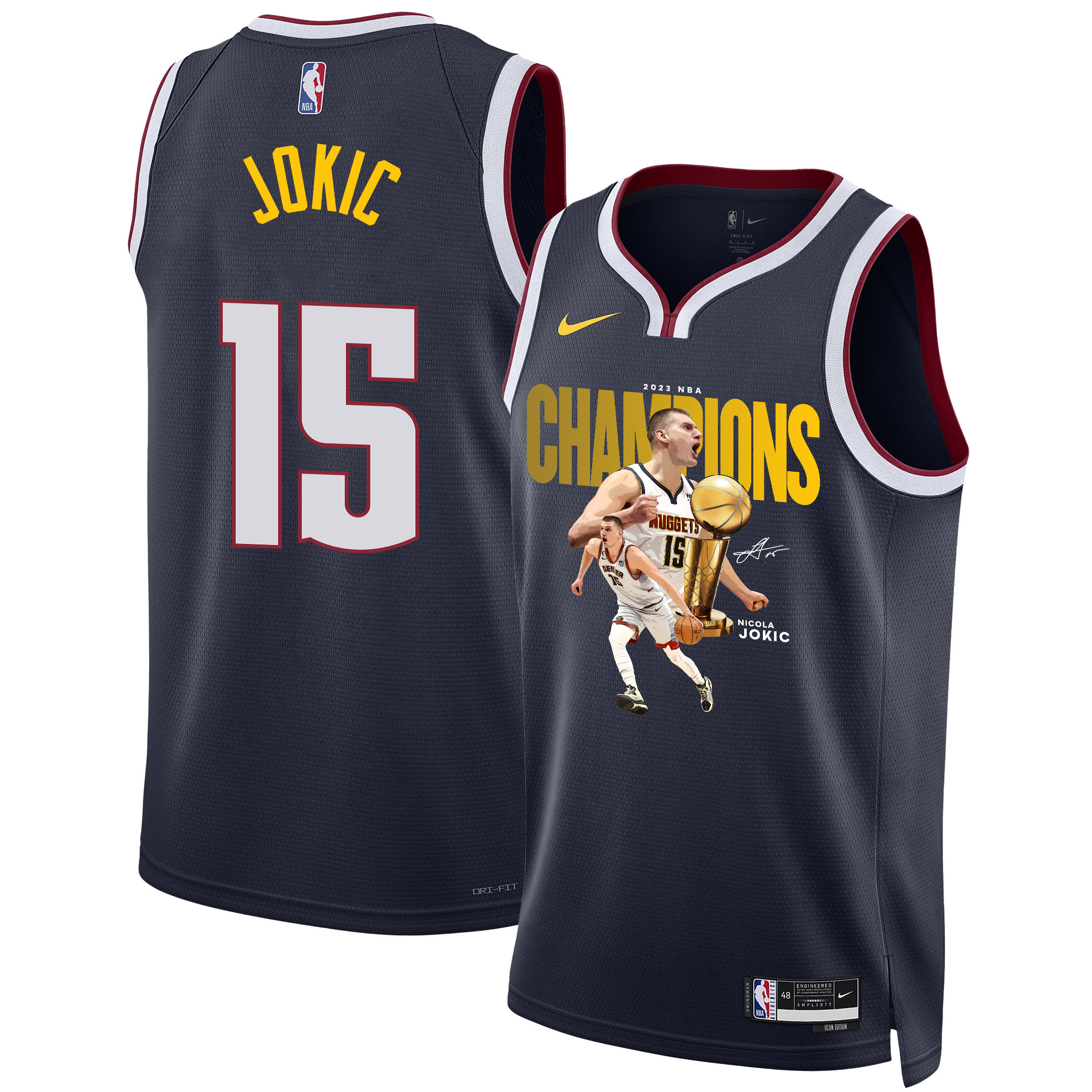 Nikola Joki? Denver Nuggets's Reigning MVP 2023 Champions Swingman Black NBA Jersey Men's