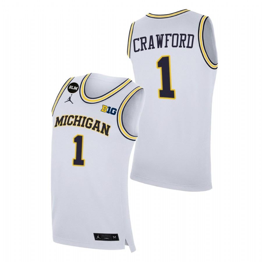Michigan Wolverines Jamal Crawford White College BLM NCAA Jersey Men's