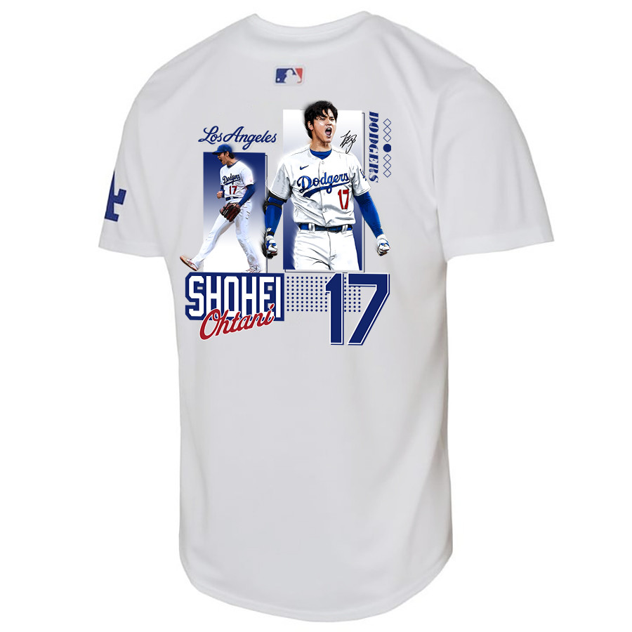 Shohei Ohtani 17 Los Angeles Dodgers Signed Welcome To The Sho Home White MLB Jersey Youth