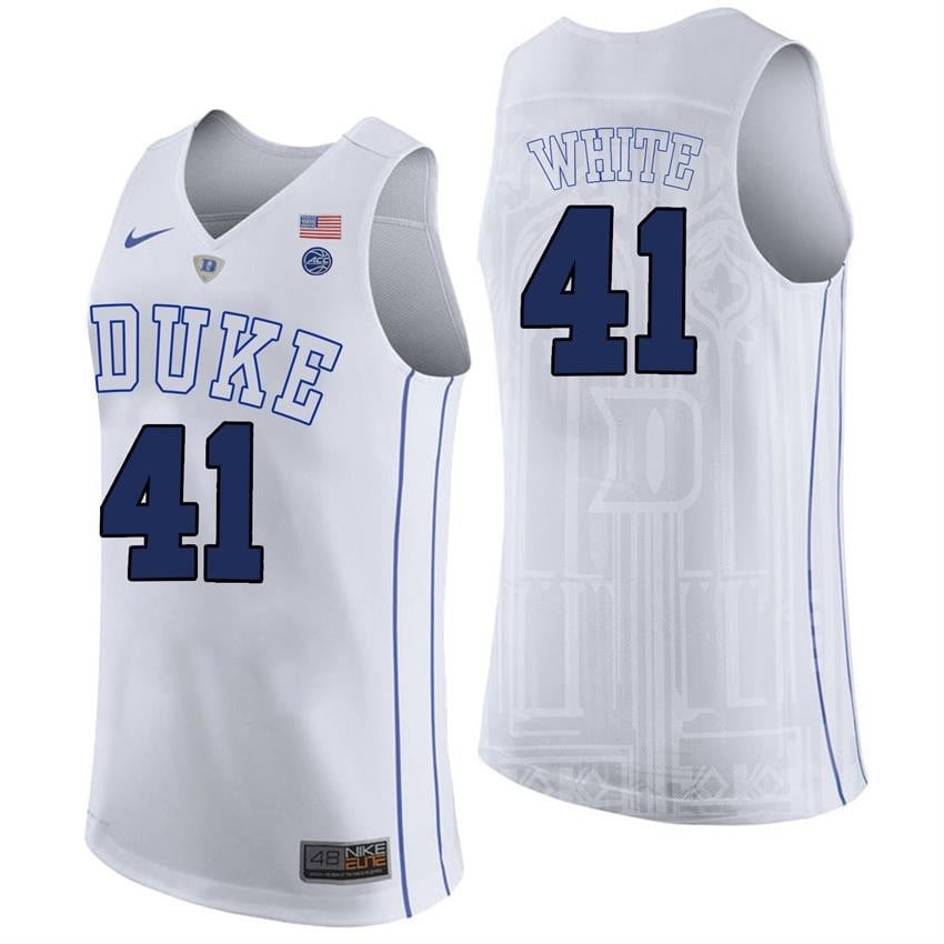 Duke Blue Devils 41 Jac White White College Player Performance NCAA Jersey Men's