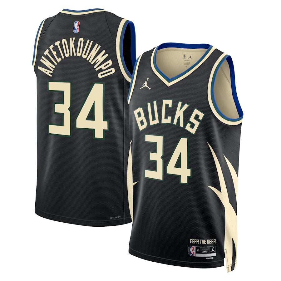 Giannis Antetokounmpo 34 Milwaukee Bucks Unisex Swingman Statement Edition Black NBA Jersey Unisex