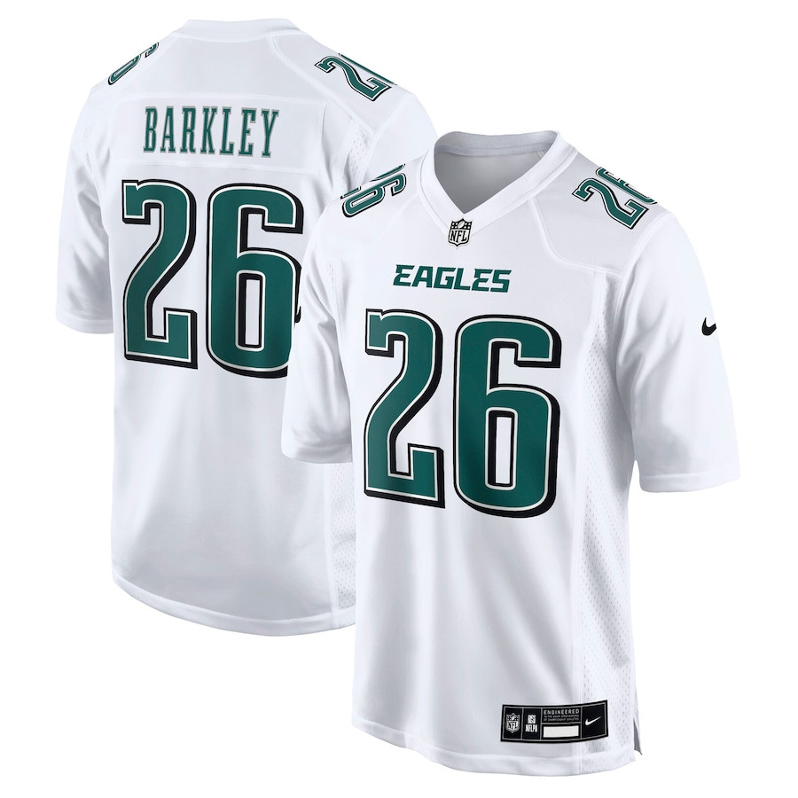 Saquon Barkley 26 Philadelphia Eagles Fashion Game Tundra White NFL Jersey Men's