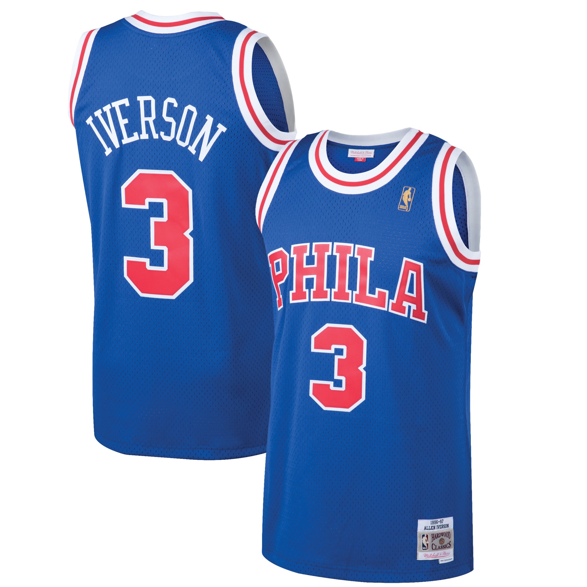 Mitchell Ness Allen Iverson Royal Philadelphia 76ers 1996-97 Hardwood Classics Swingman NBA Jersey Men's