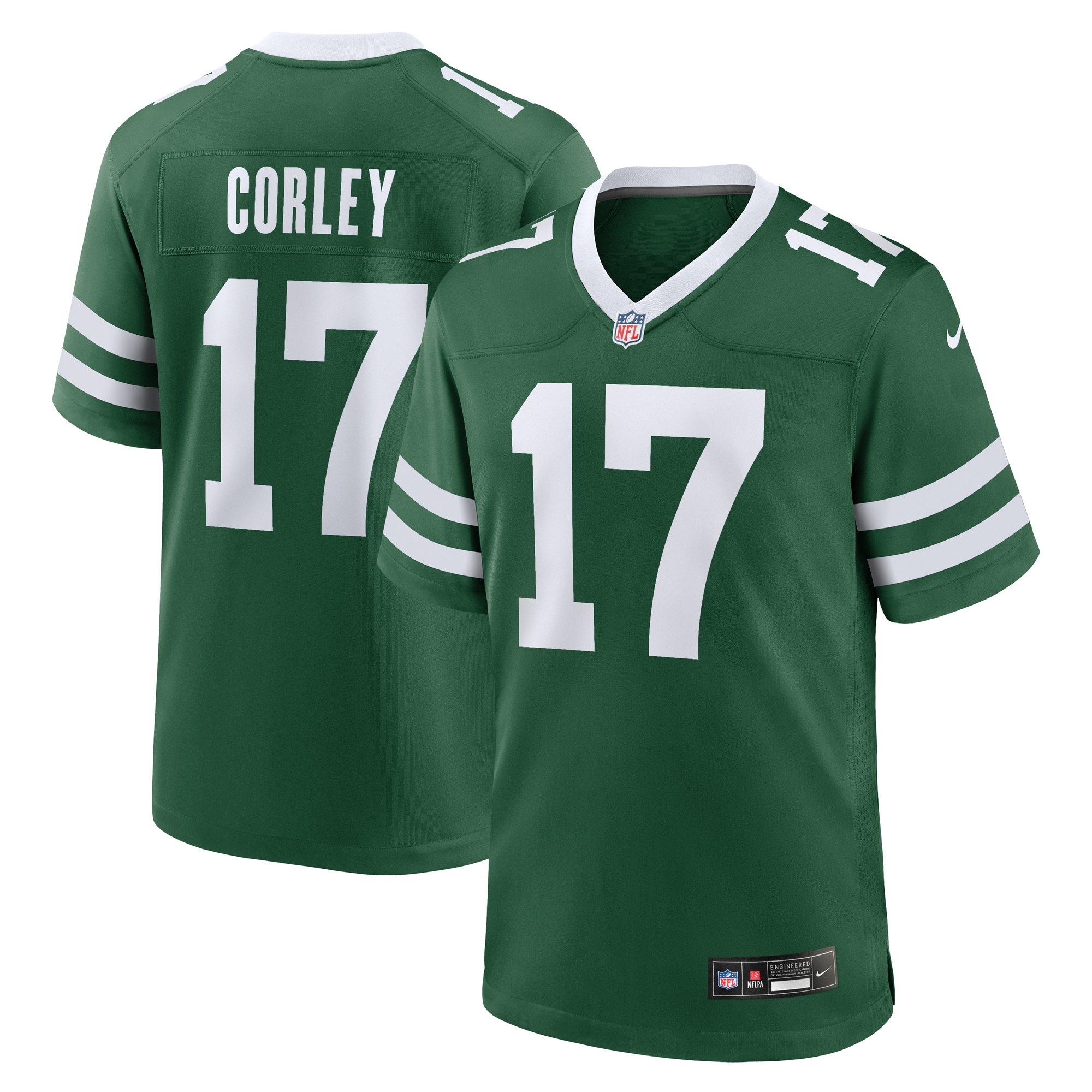 New York Jets Malachi Corley Legacy Green Team Game NFL Jersey Men's