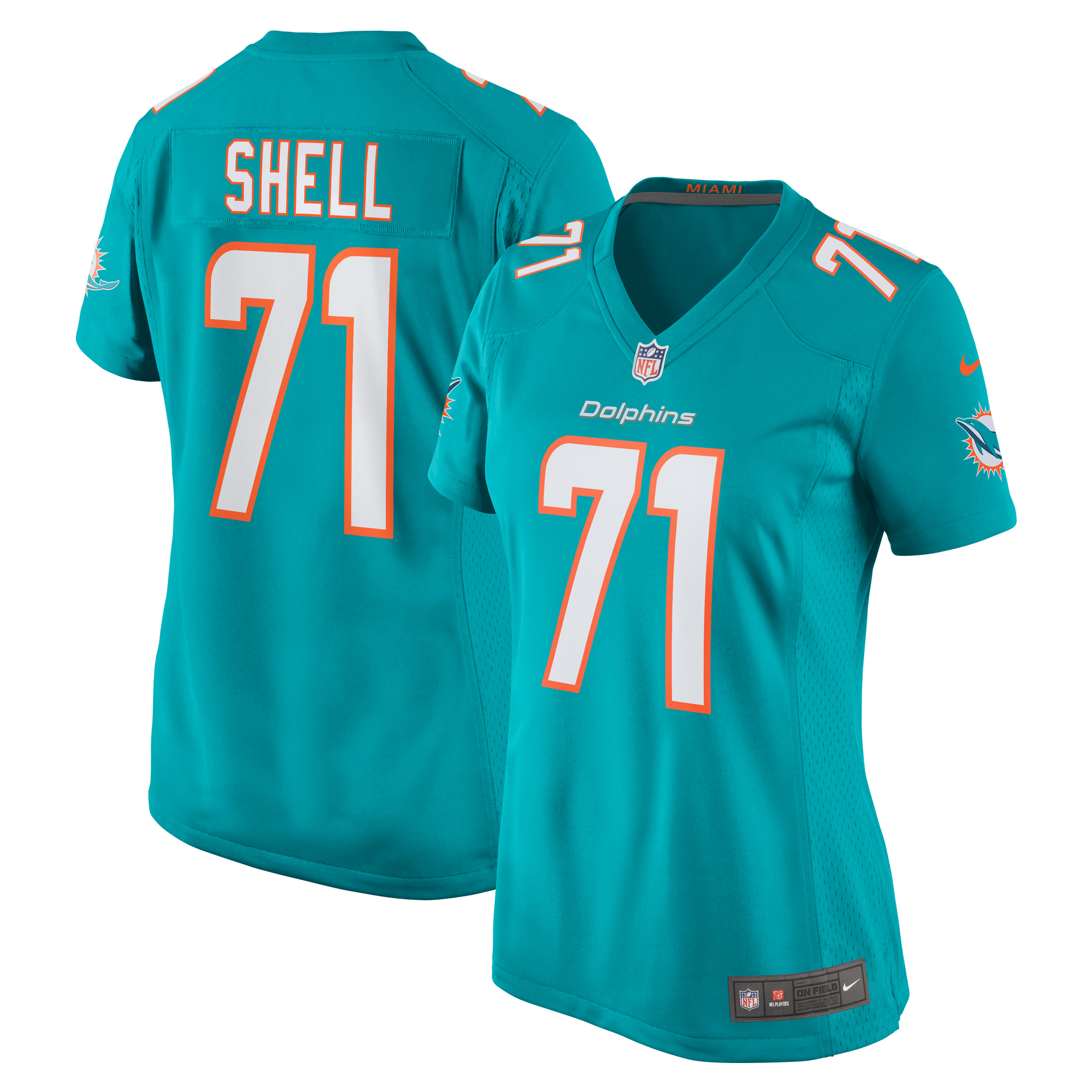 Miami Dolphins Brandon Shell Aqua Home Game Player NFL Jersey Women's
