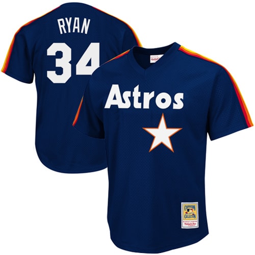 Houston Astros Nolan Ryan Mitchell Ness Navy 1988 Cooperstown Collection Mesh Batting Practice MLB Jersey Men's