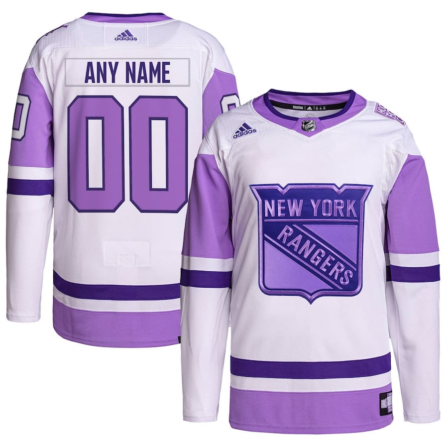 New York Rangers Fights Cancer Primegreen Custom White/Purple NHL Jersey Men's