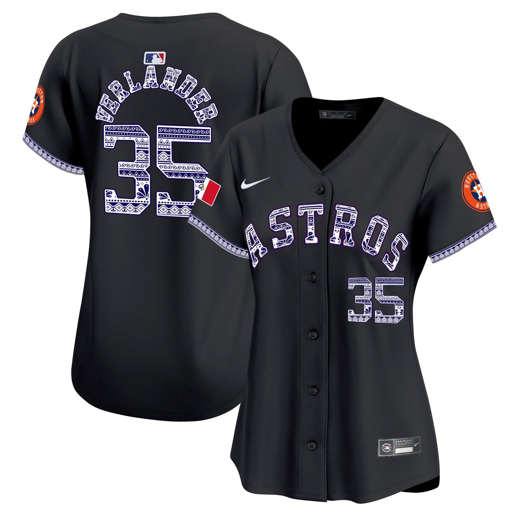 Justin Verlander 35 Houston Astros Mexico Black MLB Jersey Women's