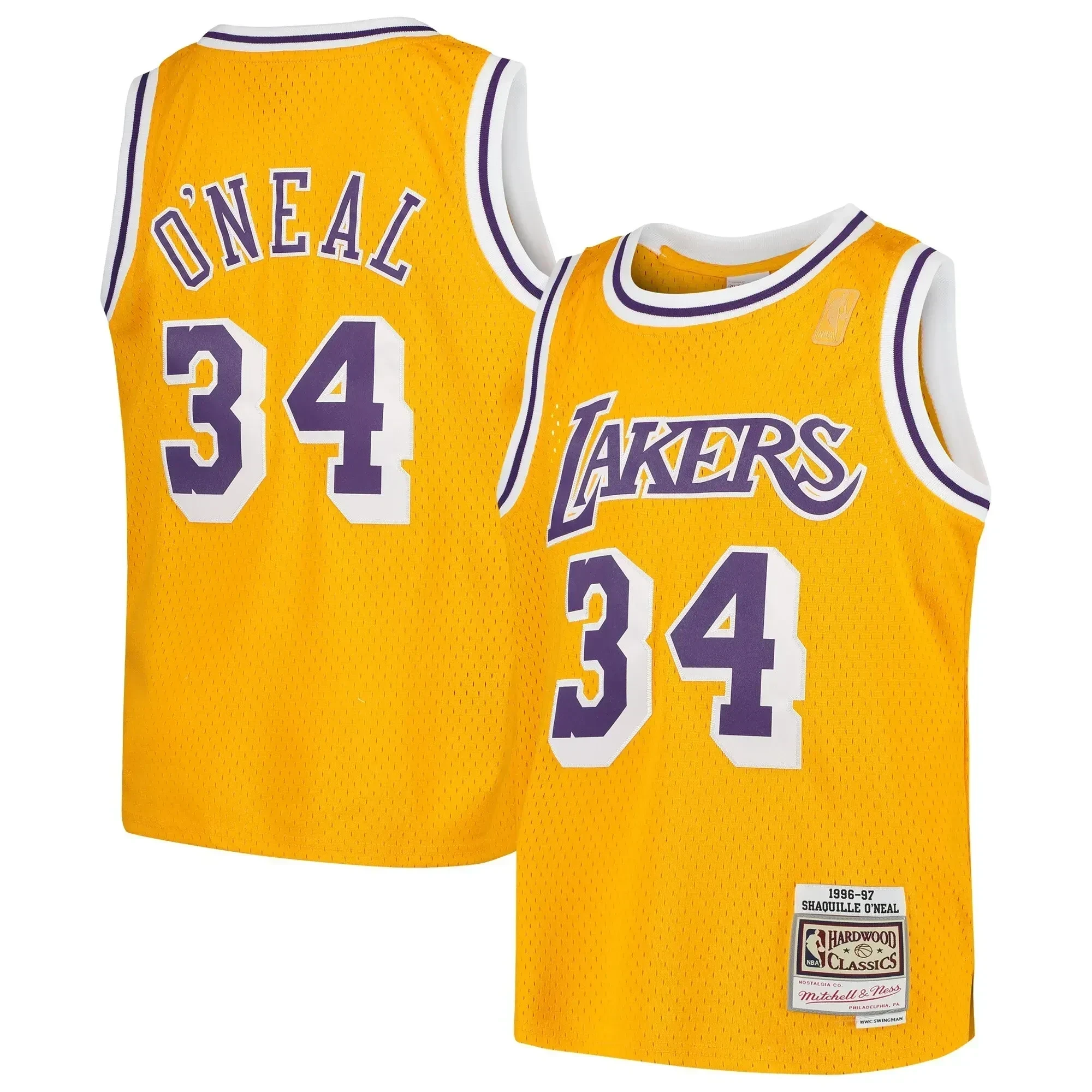 Shaquille O'neal Los Angeles Lakers Mitchell&Nes Swingman Throwback Gold NBA Jersey Youth