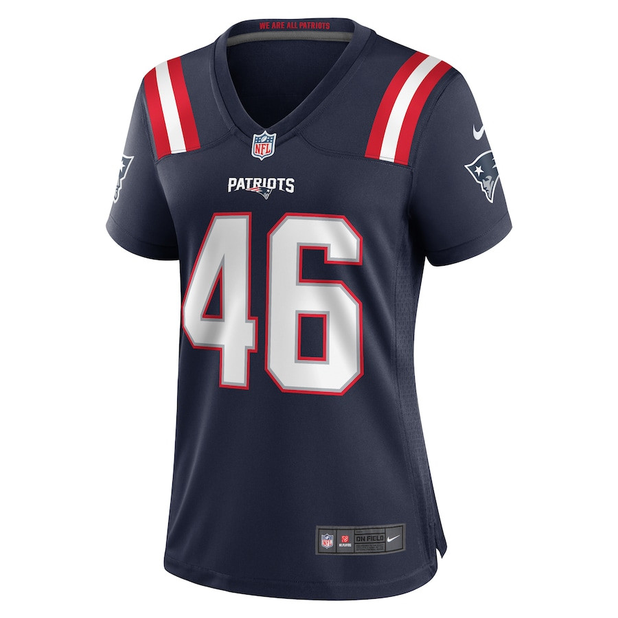 Tucker Addington 46 New England Patriots Home Game Navy NFL Jersey Women's