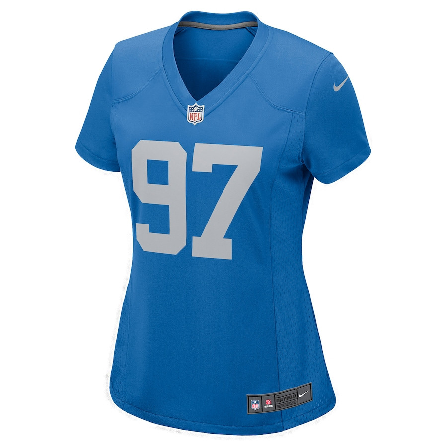 Aidan Hutchinson 97 Detroit Lions Player Blue NFL Jersey Women's