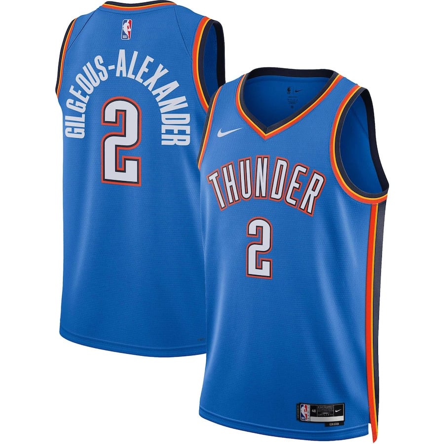 Shai Gilgeous-Alexander 2 Oklahoma City Thunde Unisex Swingman Icon Edition Blue NBA Jersey Unisex