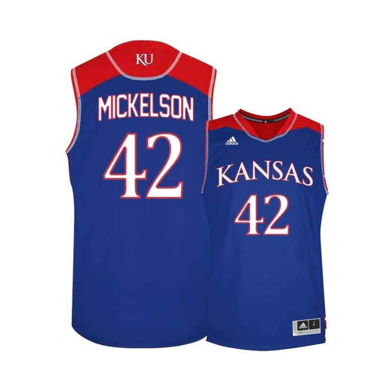 42 Hunter Mickelson Blue Kansas Jayhawks NCAA Jersey Men's