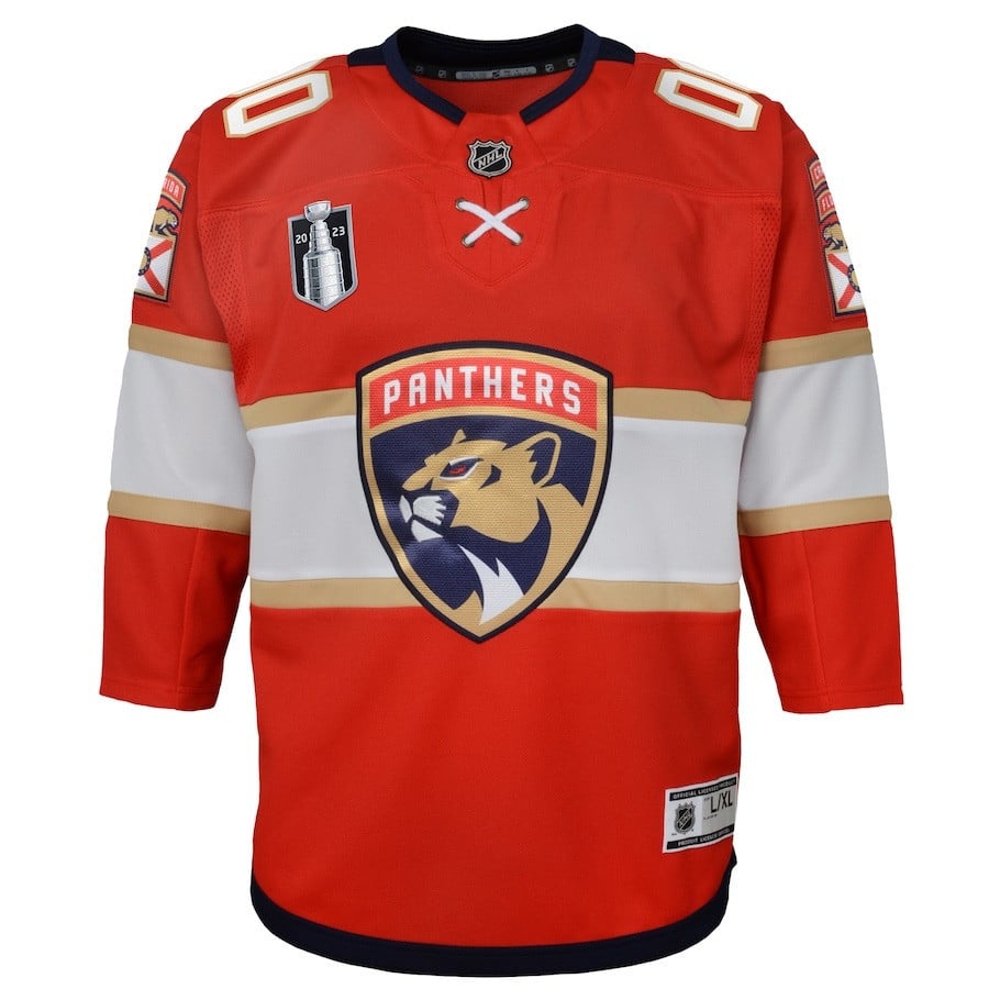 Custom 00 Florida Panthers 2023 Stanley Cup Final Home Red NHL Jersey Youth