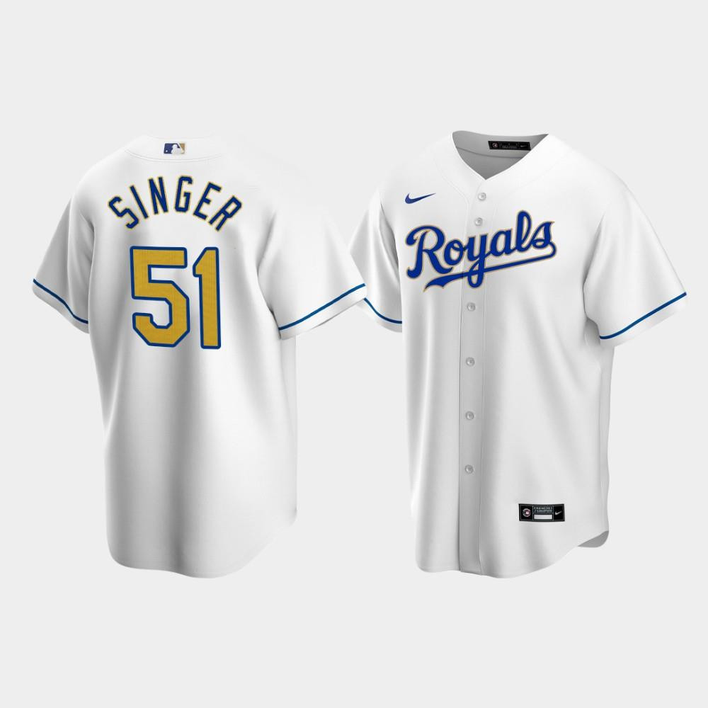 Kansas City Royals Brady Singer 51 White Home MLB Jersey Men's