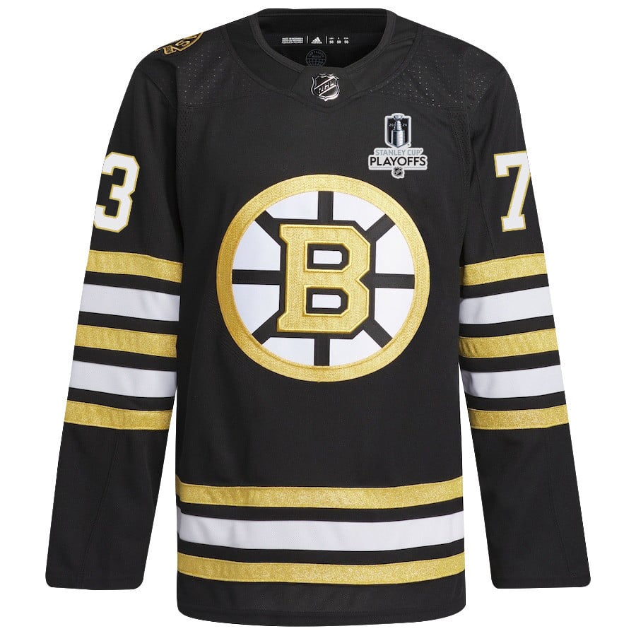 Charlie McAvoy 73 Boston Bruins 2024 Playoffs Patch Home Black NHL Jersey Men's