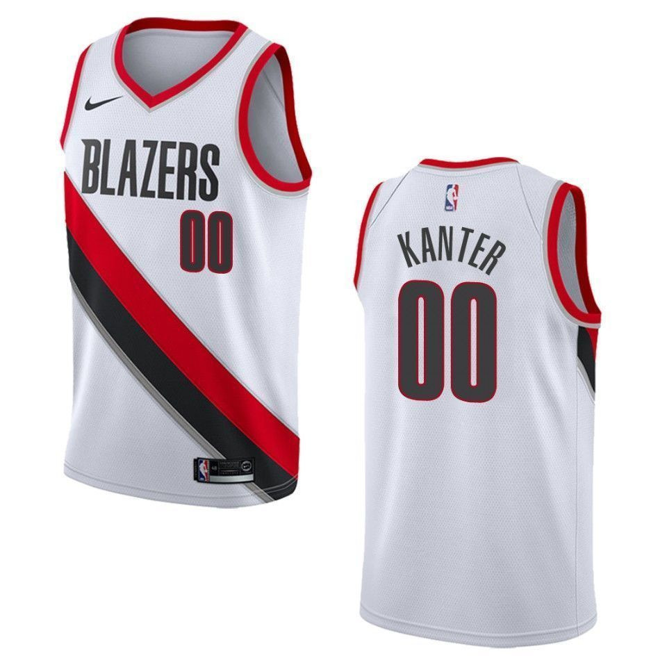 Portland Trail Blazers 00 Enes Kanter Association Swingman White NBA Jersey Men's