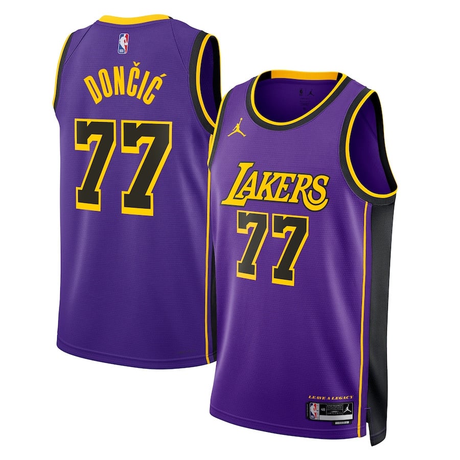 Luka Doncic 77 Los Angeles Lakers Statement Edition Swingman Purple NBA Jersey Men's