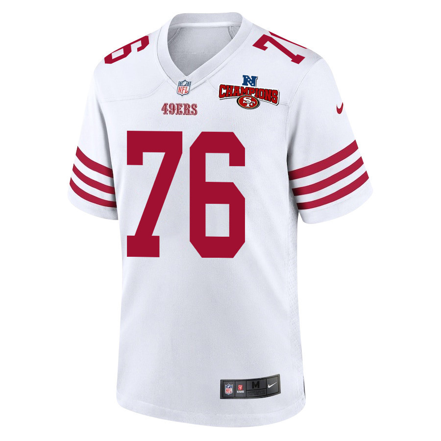 Jaylon Moore 76 San Francisco 49ers NFC Champions Patch Game White NFL Jersey Men's