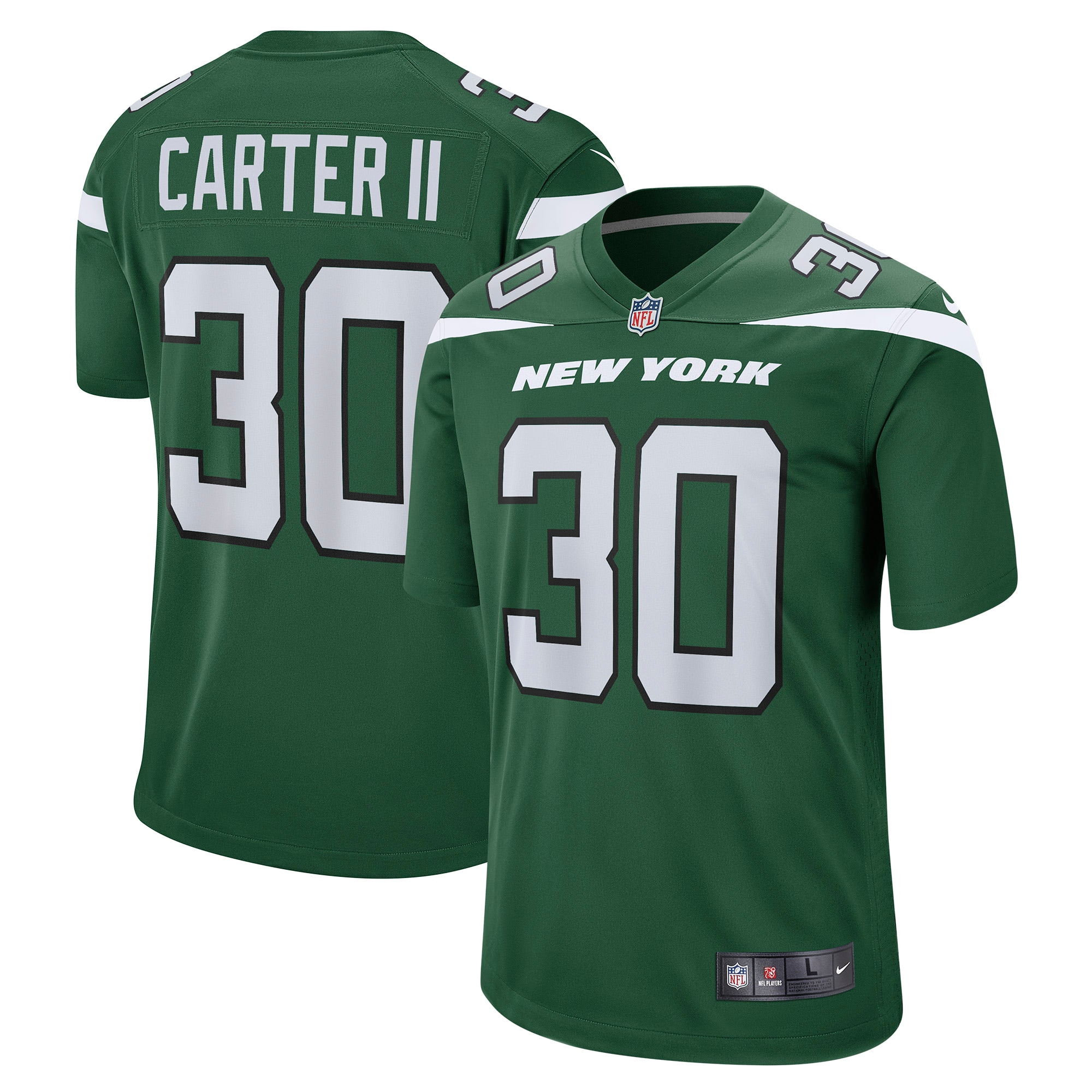 New York Jets Michael Carter II Gotham Green Game NFL Jersey Men's