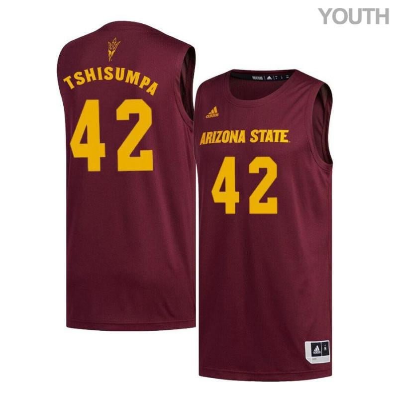 42 Jethro Tshisumpa Maroon Arizona State Sun Devils NCAA Jersey Youth