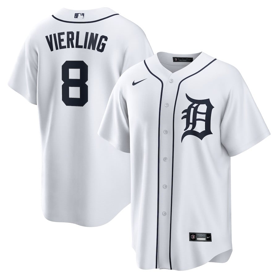 Matt Vierling 8 Detroit Tigers Home White MLB Jersey Men's