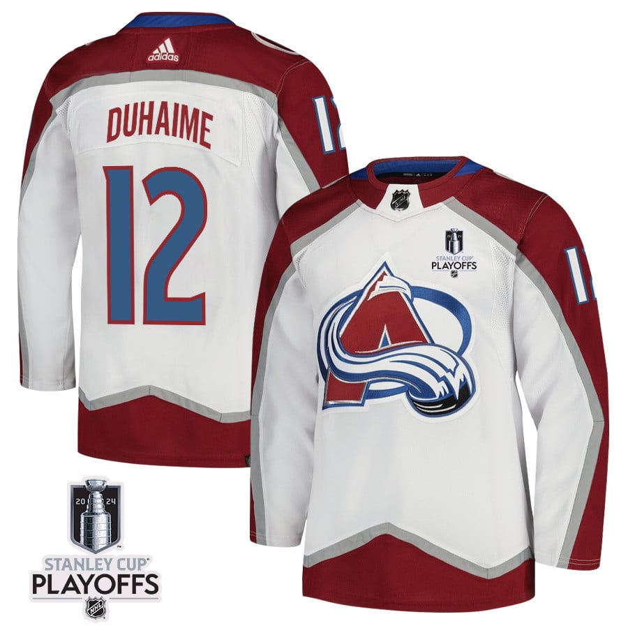Brandon Duhaime 12 Colorado Avalanche 2024 Playoffs Patch Away White NHL Jersey Men's