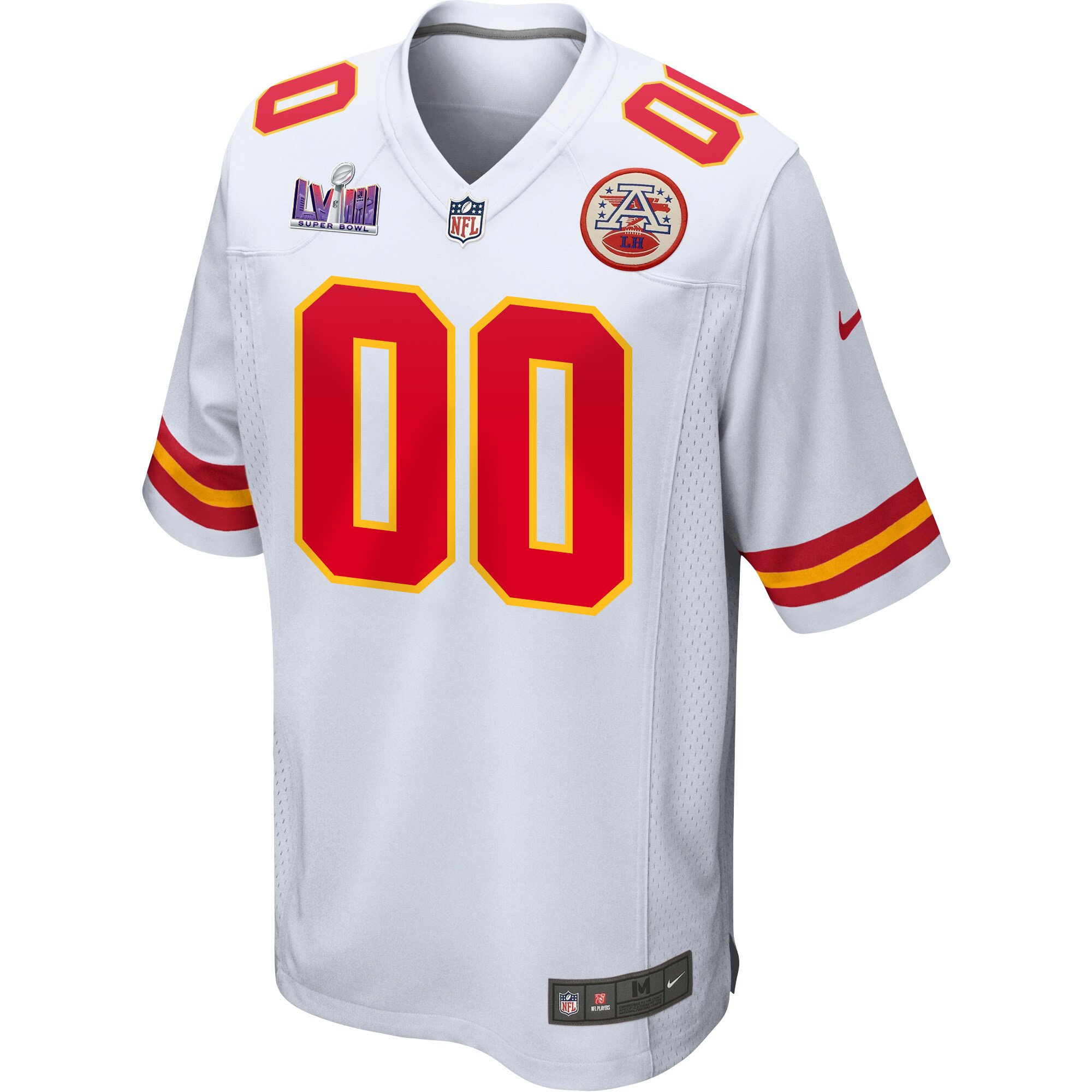 Kansas City Chiefs Super Bowl LVIII Patch Game Custom White NFL Jersey Men's