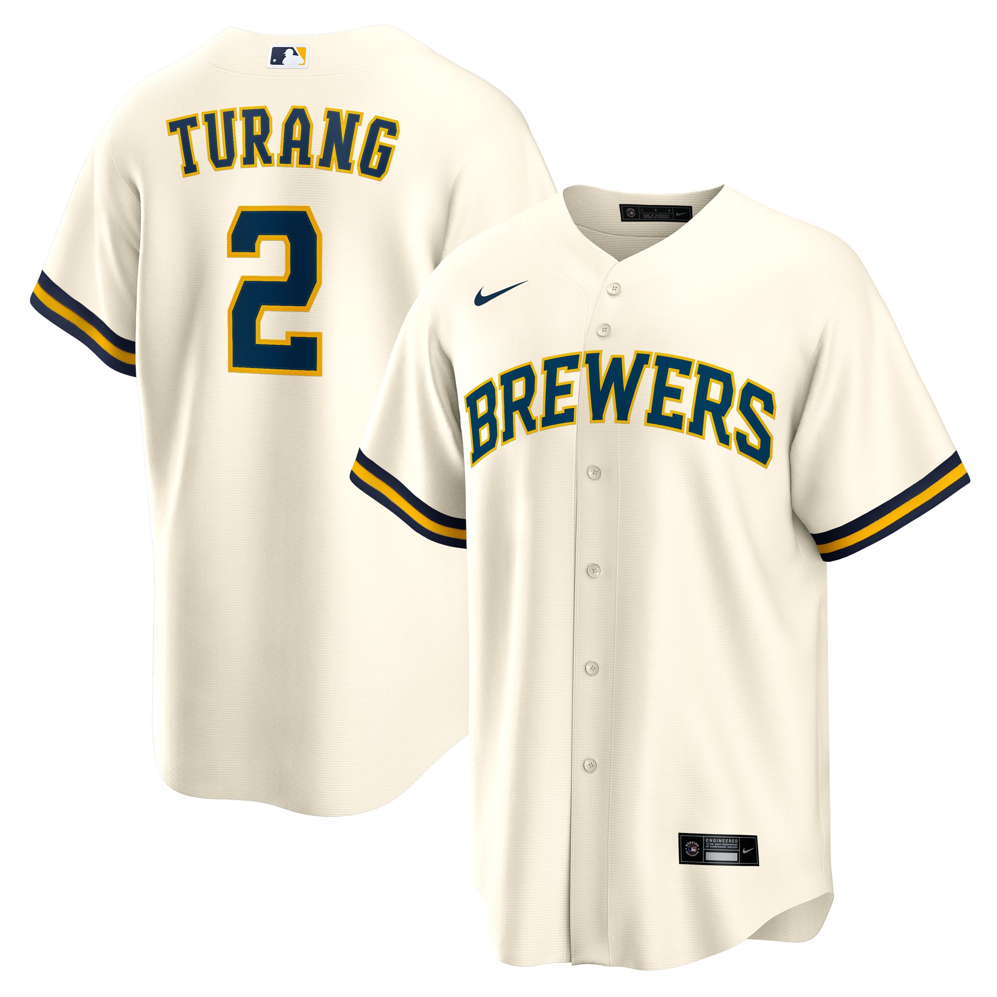 Milwaukee Brewers Brice Turang Cream Home MLB Jersey Men's