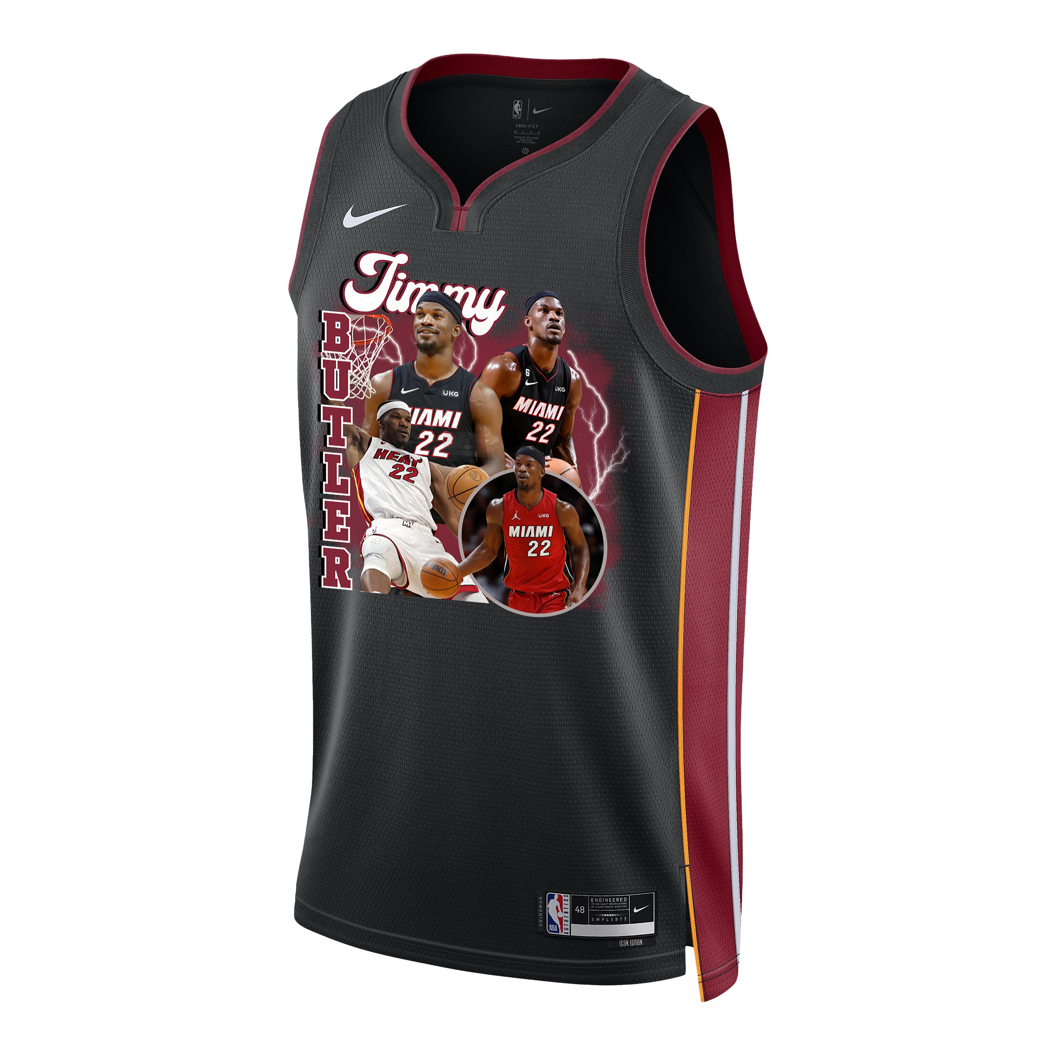 Jimmy Butler 22 Miami Heat Scorching Success 2023 Champions Swingman Black NBA Jersey Men's