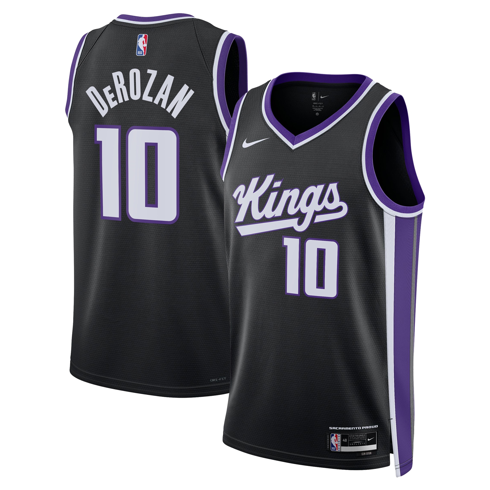Sacramento Kings Icon Edition Swingman Black DeMar DeRoza Unisex NBA Jersey Unisex
