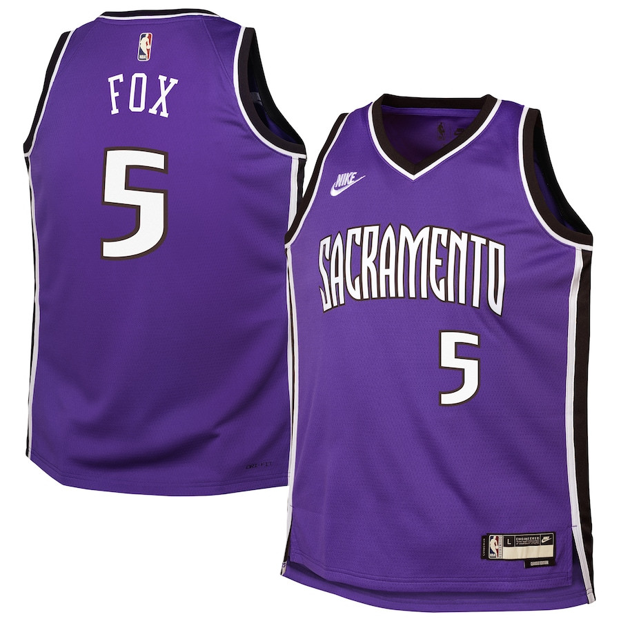 De'Aaron Fox 5 Sacramento Kings 2024/25 Swingman Purple Classic Edition NBA Jersey Youth