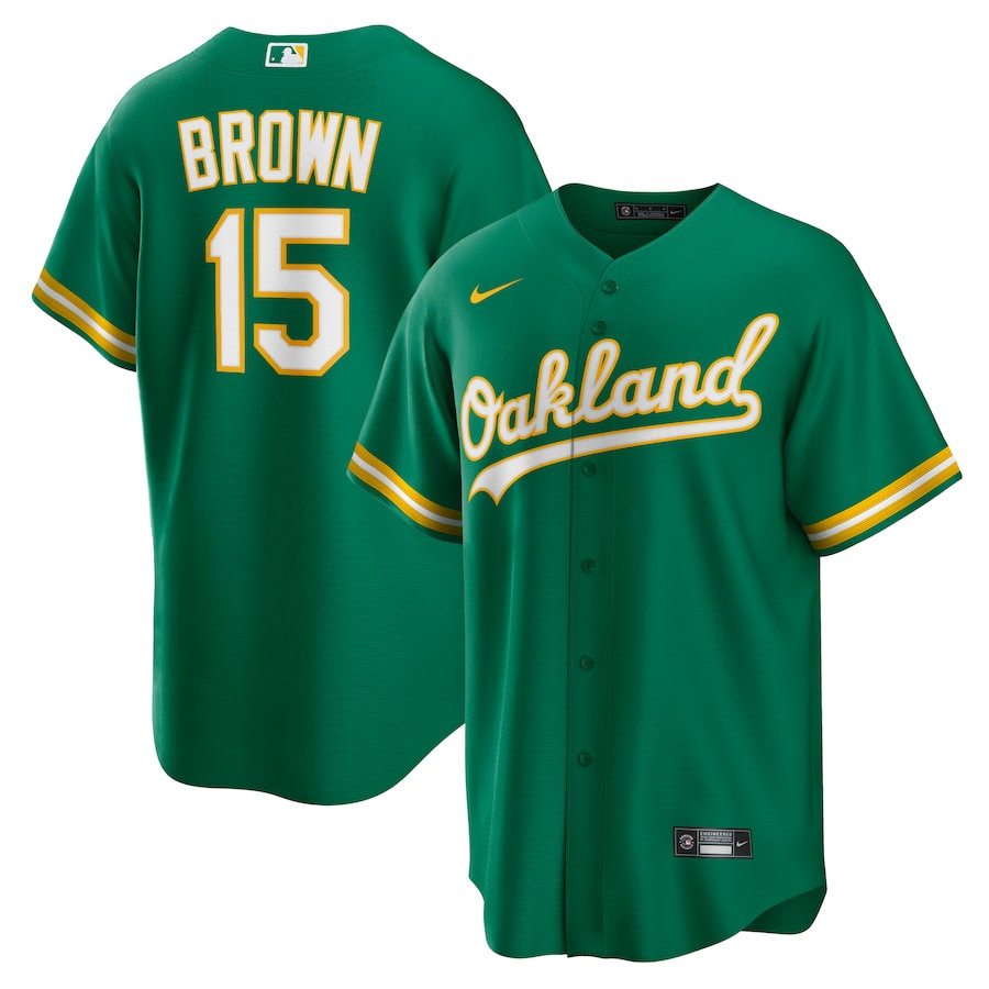 Seth Brown 15 Oakland Athletics Alternate Team Kelly Green MLB Jersey Men's