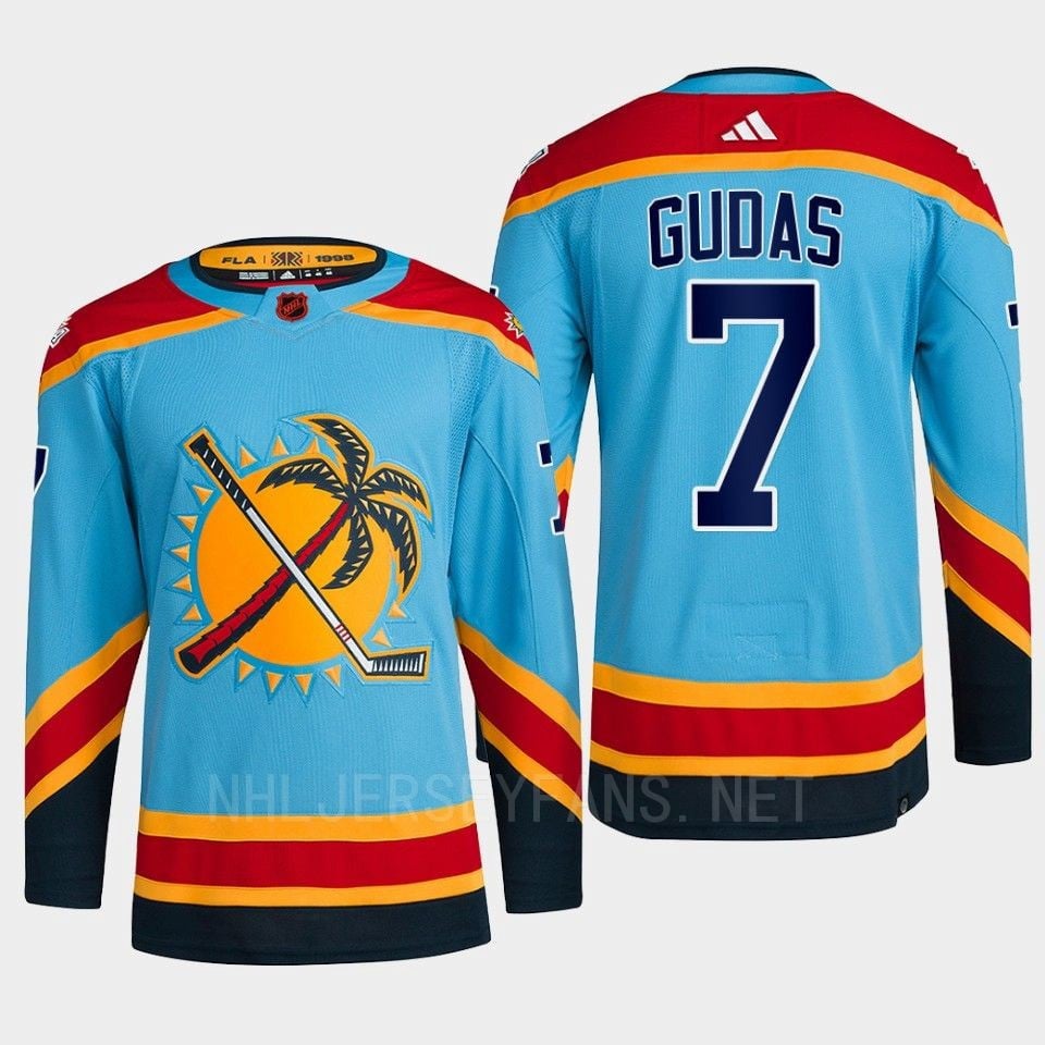 Florida Panthers 2022 Reverse Retro 2.0 Radko Gudas 7 Blue Primegreen NHL Jersey Men's