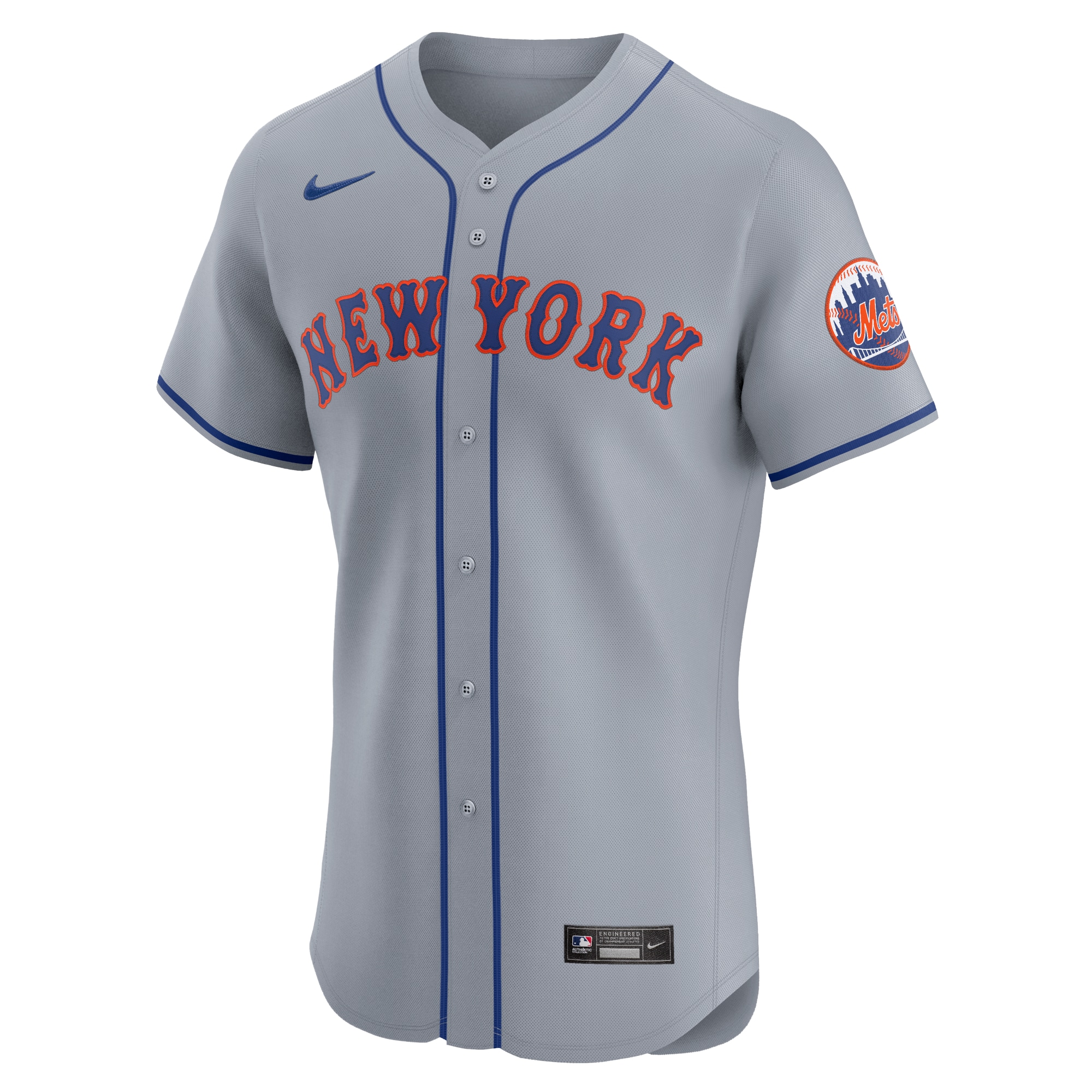 New York Mets Gray Road Vapor Premier Elite Patch MLB Jersey Men's
