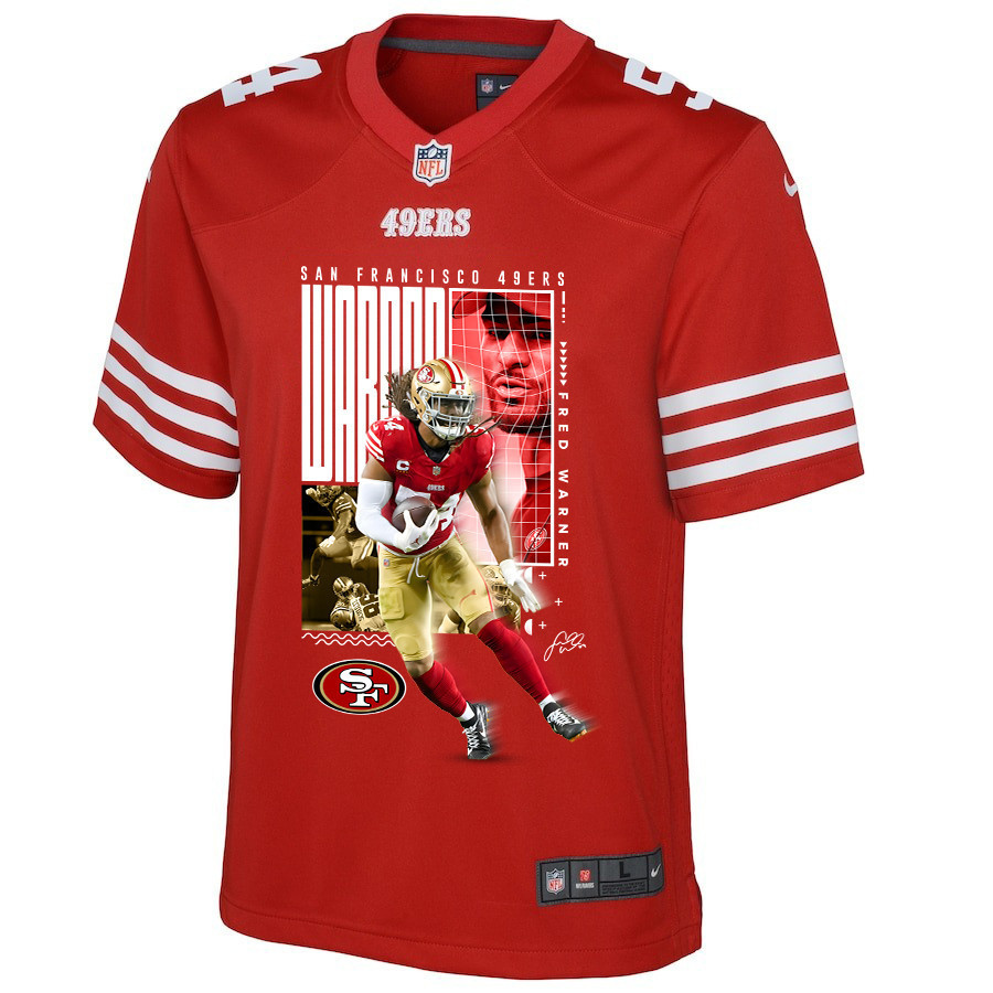 Fred Warner 54 San Francisco 49ers All-Pro Fred Game Scarlet NFL Jersey Youth